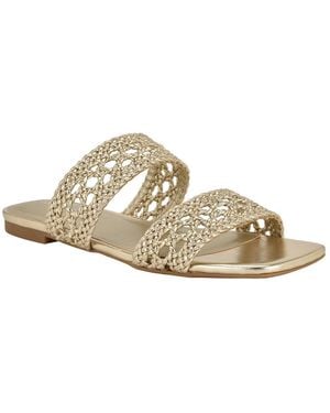 Calvin Klein Florency Woven Slip-on Flat Sandals - Metallic