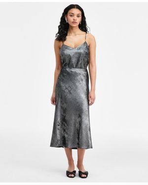 On 34th Metallic Midi Slip Skirt - Blue