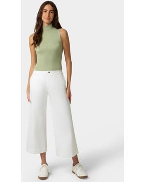 Hue Fine Lines Denim Crop Wide-leg Sleepwear Pant - White