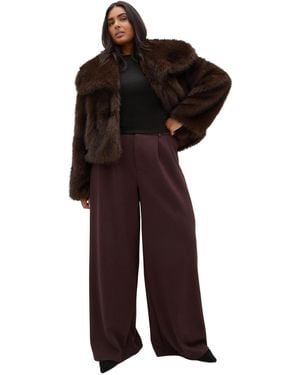 City Chic Faith Faux Fur Jacket - Red