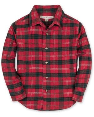 Hope & Henry Boys Organic Long Sleeve Flannel Button Down Shirt - Red