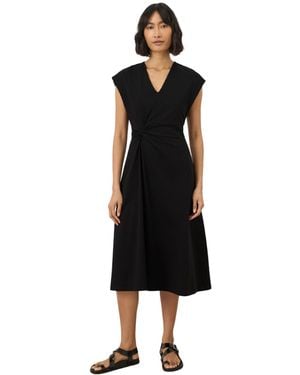 Pact Cotton Jersey V-neck Twist Dress Made - Black