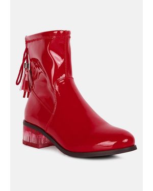 LONDON RAG Cheer Leader Tassels Detail Ankle Boots - Red