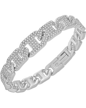 Guess Glass Stone Pave Gold-tone Chain Bracelet (also - White