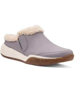 Clarks Aydria Ray Faux Fur Collar Round Toe Mules - White