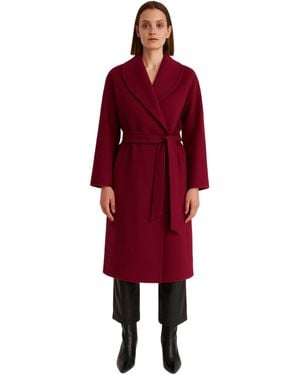1982 Cashmere Hooded Long Coat - Red