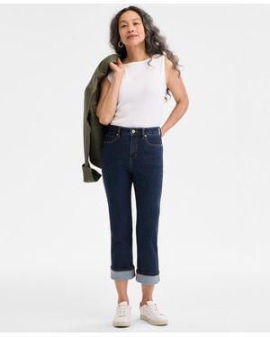 Style & Co. Petite High-rise Cuffed Capri Jeans - Blue