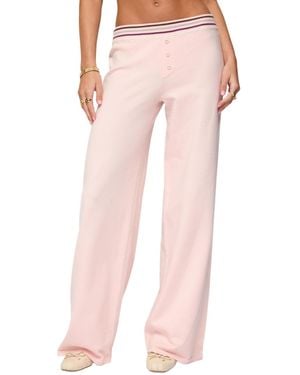 Edikted Miya Stripey Knit Pants - Pink