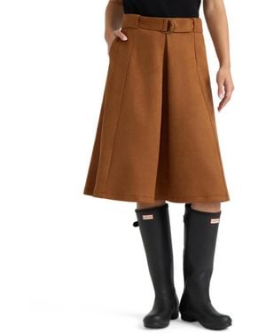 HUNTER Pull-on Belted Midi A-line Skirt - Brown