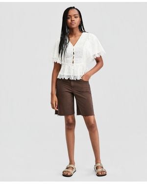 And Now This Raw-hem Denim Shorts - White