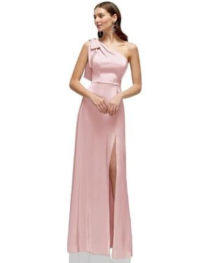 After Six Bow One-shoulder Fluid Satin Maxi Dress - Pink