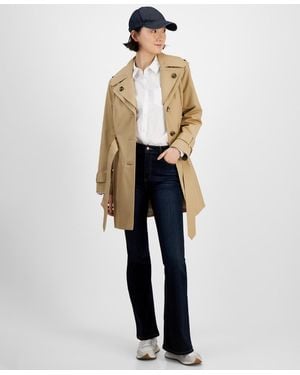 London Fog Single-breasted Hooded Belted Trench Coat - White