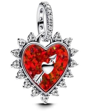 PANDORA Spinnable Arrow Heart Dangle Charms - Red