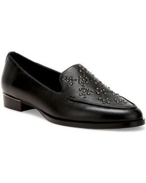 Rag & Co Gabassi Studded Genuine Leather Loafers - Black