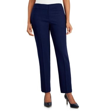 Kasper Stretch-crepe Elastic-back Straight-leg Pants - Blue