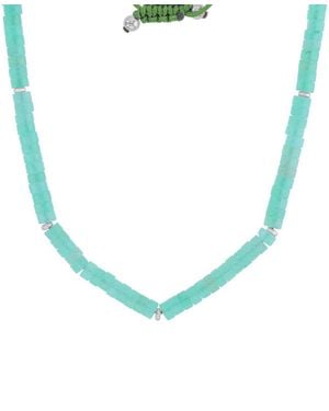 Roxy Waterproof Yellow Beads Green Aventurine Adjustable Necklace - Blue