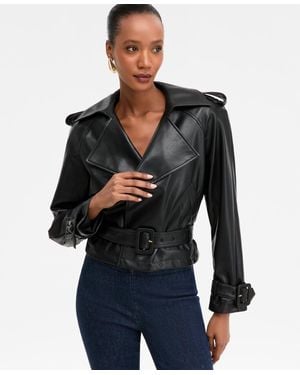INC International Concepts Faux-leather Biker Jacket - Blue