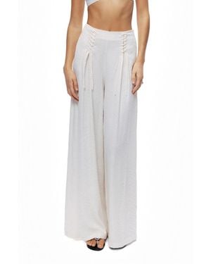 Nocturne Lace-up Wide-leg Pants - White