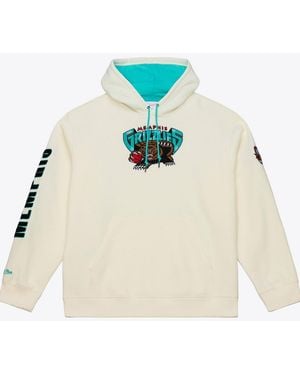 Mitchell & Ness Memphis Grizzlies Hardwood Classics Chainstitch Premium Fleece Hoodie - White