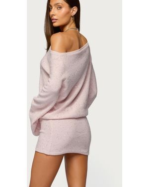 Edikted Eve Off Shoulder Knit Mini Dress in Black | Lyst