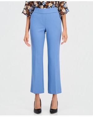 Anne Klein Essentials Ak Anne Klein Petite Pull-on Straight-leg Pants - Blue