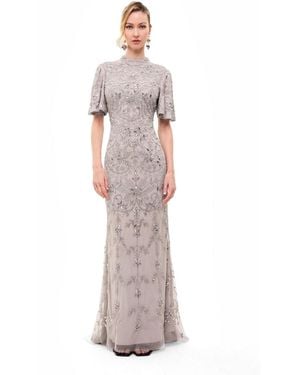 Beauut Embellished Sequins High Neck Dress - Gray