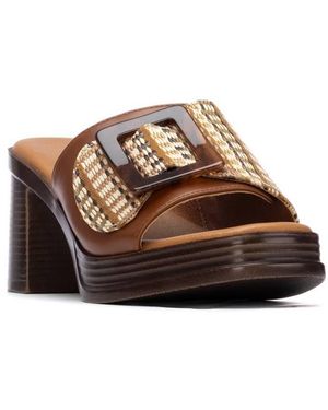 Xti Refresh Collection Block Heel Slip On Sandals - Brown