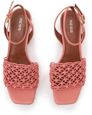 Reiss Stephanie Weave Kitten Heels - Red