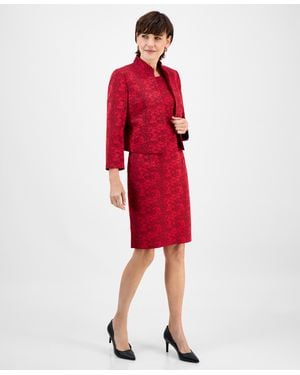 Le Suit Open-front Jacket & Sleeveless 2 Piece Dress Suit - Red