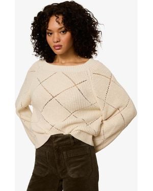 Sanctuary Diamond Stitch Crewneck Long-sleeve Sweater Tee - Natural