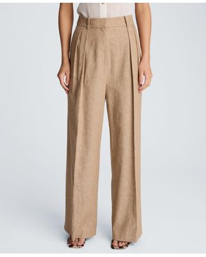 Kenneth Cole Double Pleat Wide Leg Pants - Natural