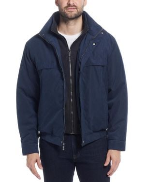 Weatherproof Microfiber Poly Filled Bomber Jacket - Blue