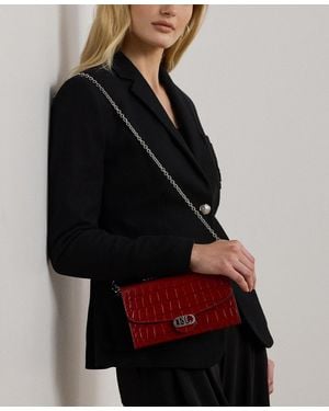 Ralph Lauren Adair Croc-embossed Leather Small Crossbody - Black