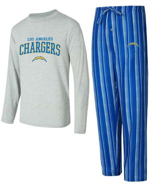 Concepts Sport 2-piece Los Angeles Chargers Petition Long Sleeve Top And Pants Sleep Set - Blue