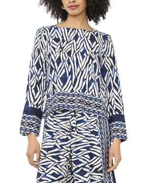 SAM & JESS Boat Neck Woven Top - Blue