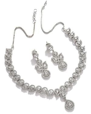 SOH Crystal Bling Necklace And Earrings (set Of 2) - Metallic