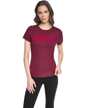 DKNY Flocked Logo Crewneck T-shirt - Purple