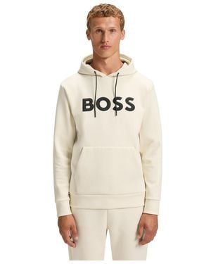 BOSS Boss By Cotton-blend Logo Hoodie - Natural
