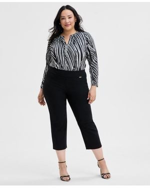 INC International Concepts Plus Size Mid-rise Pull-on Capri Pants - Blue