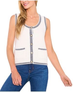 Cece Sleeveless Striped-edge Sweater Vest - White