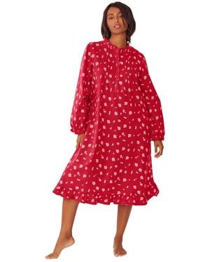 Only Neccessities Cotton Flannel Print Short Gown - Red