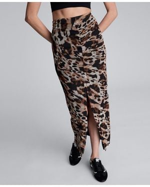 Kenneth Cole Pull-on Front Slit Midi Skirt - Black