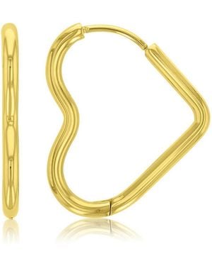 Roxy Waterproof Platinum 18mm Tube Heart huggie Earrings - Metallic