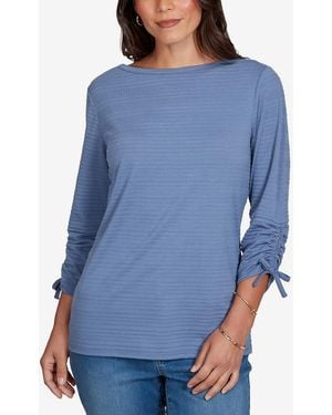 Ruby Rd. Petite Ottoman 3/4-sleeve Boat Neck Top - Blue