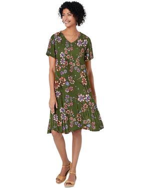 Woman Within Plus Size Within Short Crinkle Dress - Green