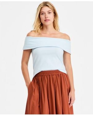 On 34th Off-the-shoulder Jersey Knit Top - White