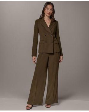 Donna Karan Notch Lapel Collar Blazer High Rise Full Length Pants - Brown