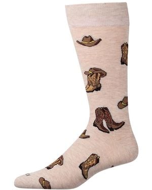 Memoi Cowboy Boots Crew Socks - Pink
