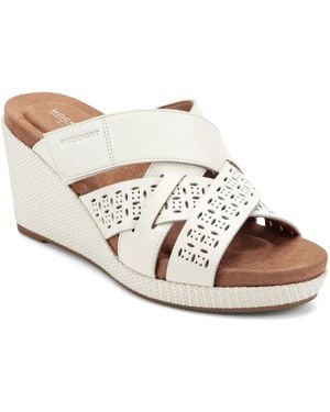 Rockport Britta Slip-on Casual Wedge Sandals - White