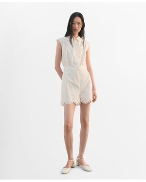 Mango Embroidered Cutwork Romper - White
